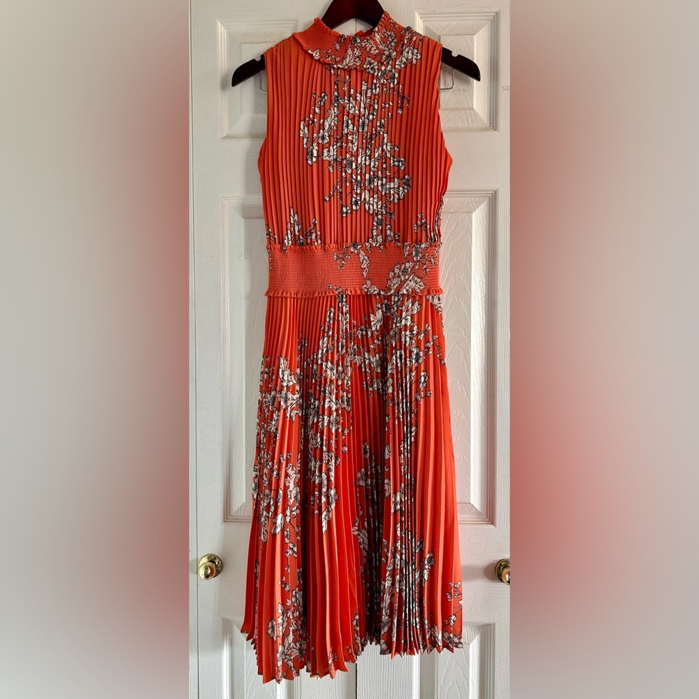 Nanette Lepore Orange Floral Midi Dress